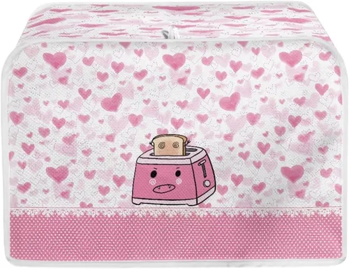 UNICEU Tostadora de dibujos animados rosa – 4 rebanadas, acolchada, a prueba de polvo, cubierta para hacer pan, cubierta antipolvo para Tostadora