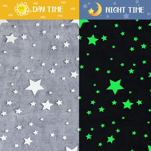 Miniatura 2 de 2 mantas que brillan en la oscuridad, regalos de Navidad y cumpleaños para niños, manta de franela suave y cálida para niños y niñas, 47 x 59