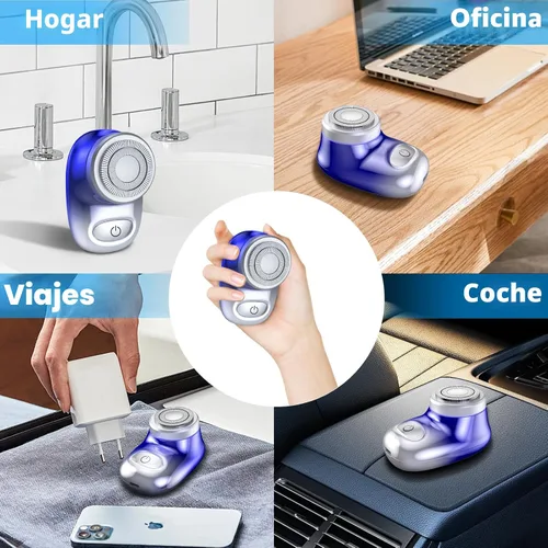 Miniatura 7 de Mini afeitadora eléctrica, afeitadora eléctrica de tamaño de bolsillo para hombres y mujeres, recargable, fácil de usar con un botón, portátil, Azul