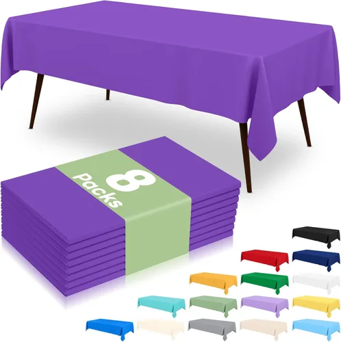Miniatura 23 de misaya 6 paquetes de manteles de plástico desechables, 54 x 72 pulgadas mantel rectangular impermeable, cubiertas de mesa decorativas a prueba
