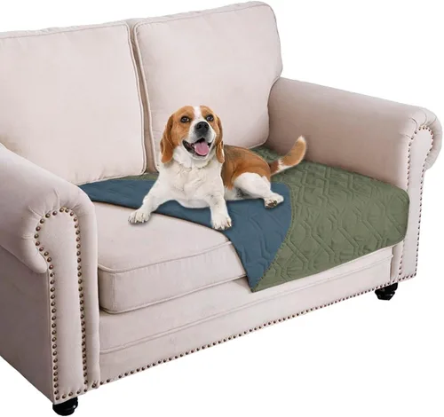 Miniatura 129 de Ameritex Funda Impermeable para Cama de Perro Manta para Mascotas para Muebles Cama Sillón Sofá Reversible Azul marino+azul piedra