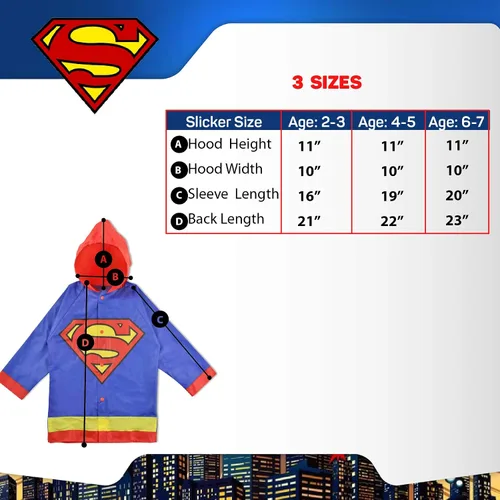 Miniatura 5 de DC Comics Conjunto de paraguas y Slicker, Batman o Superman para niños pequeños, para edades de 2 a 7 años