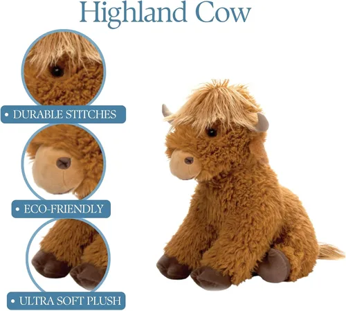 Miniatura 3 de The Petting Zoo Highland Cow - Peluche de animales de peluche, regalos para niños, animales salvajes de la vida silvestre, juguete de peluche