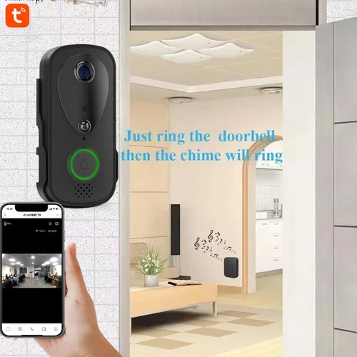 Miniatura 6 de Anillo de timbre inteligente, cámara inalámbrica con control de aplicación TY, visión nocturna por infrarrojos, WiFi de doble banda, timbre de audio