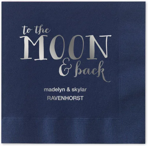 Miniatura 5 de Moon And Back - Servilletas de cena personalizadas, 100 servilletas negras de papel de 3 capas con elección de papel de aluminio/servilletas