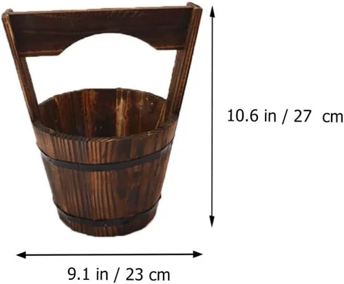 Miniatura 3 de DOITOOL Macetas colgantes rústicas de madera, maceta colgante de cubo rústico de madera para deseos, maceta para suculentas, maceta para patio