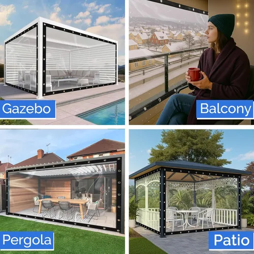 Miniatura 7 de Covers & all Lona Transparente Resistente Impermeable, Lona Transparente de 20 mil con Ojales, Lona para Exteriores para Cubiertas de Patio