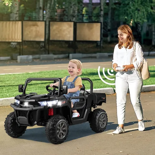Miniatura 2 de Costzon Camión volquete con control remoto, UTV eléctrico de 12 V para niños con cama volquete eléctrica, función de balanceo, pala, 4 suspensiones