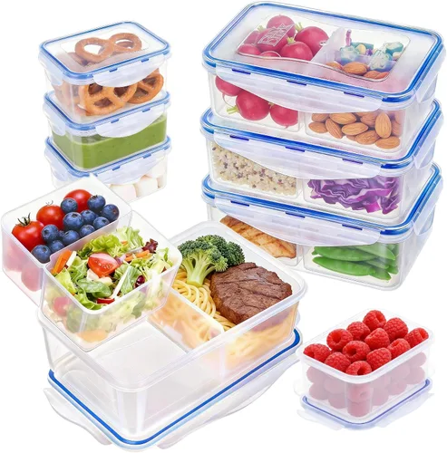 Miniatura 17 de KIGI Pequeño recipiente de plástico para almacenamiento de alimentos para aperitivos, almuerzo y preparación de comidas, sin BPA, tapas herméticas