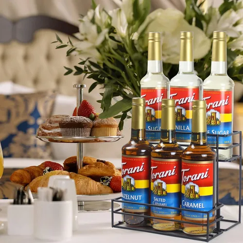 Miniatura 2 de Estante para jarabe de café MCSAPIL (capacidad para 6 botellas), organizador para barra de café y cocina, pequeño estante de vino para bar, familia