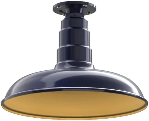 Miniatura 21 de Steel Lighting Co. Malibu - Lámpara colgante Montaje en techo Domo de 14 pulgadas vástago de 12 pulgadas Estilo de granja de acero Rojo