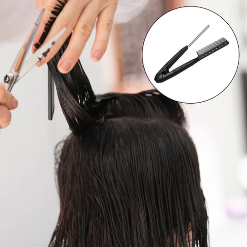 Miniatura 7 de FRCOLOR Juego de 2 cepillos para alisar el cabello, peine en forma de V, herramienta de hierro plano compacto para salón y cuidado del cabello