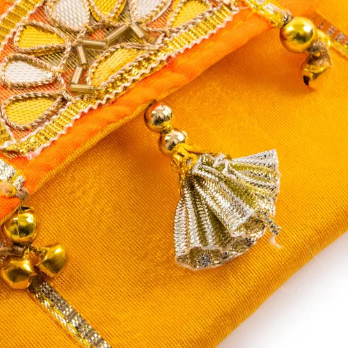 Miniatura 3 de Monedero de trabajo Gota Pati hecho a mano, mano cosida a mano, sobre de boda tradicional étnico dorado para niñas y mujeres, para fiestas, bodas
