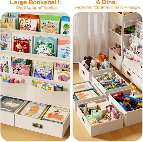 Miniatura 3 de HAVLOTII Estantería para niños y almacenamiento de juguetes, estante para libros para habitaciones de niños, estantería para bebés para guardería