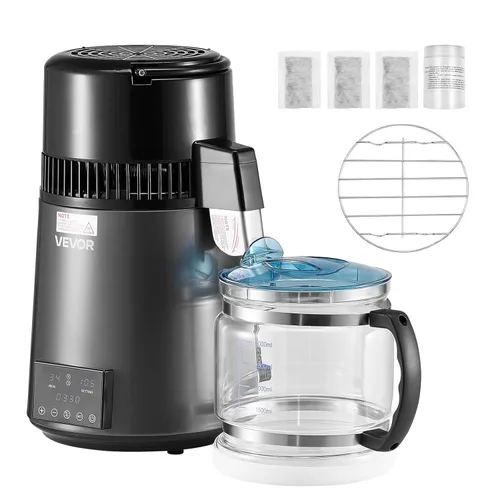 Miniatura 9 de VEVOR Destilador de Agua de 1750W, Fabricante de Agua Destilada de 0.4 Gal/H con Garrafa de Vidrio, Máquina Destiladora de Encimera de 4L/1.1 Gal