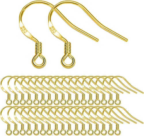 Miniatura 8 de Ganchos para aretes de oro 80 unidades/40 pares, alambres para aretes con gancho de pez, 240 piezas de accesorios de joyería hipoalergénicos con Oro