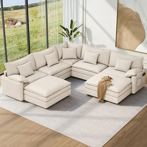 Miniatura 67 de Vesgantti 2 Piece Loveseat & 3 Seater Sofa Set, Modular Cloud Couch, Beige