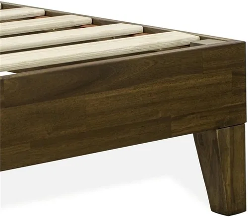Miniatura 7 de East West Furniture NVP-22-F Marco de cama de tamaño matrimonial con 4 patas de madera dura y 2 patas centrales adicionales, acabado de nogal