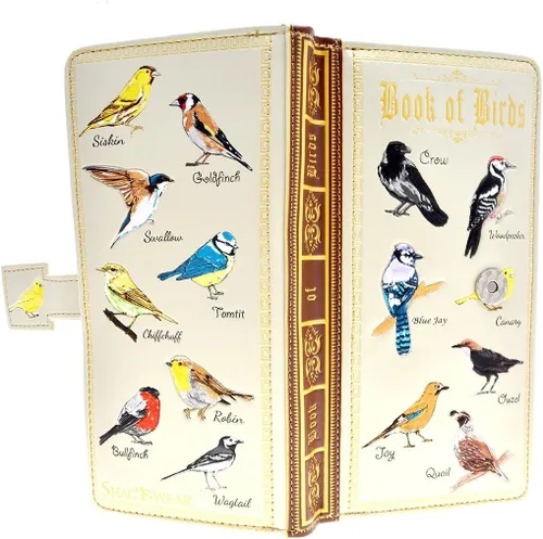 Miniatura 2 de Shag Wear Cartera de pájaro para mujer 7", Libro de Aves Beige, Moderno