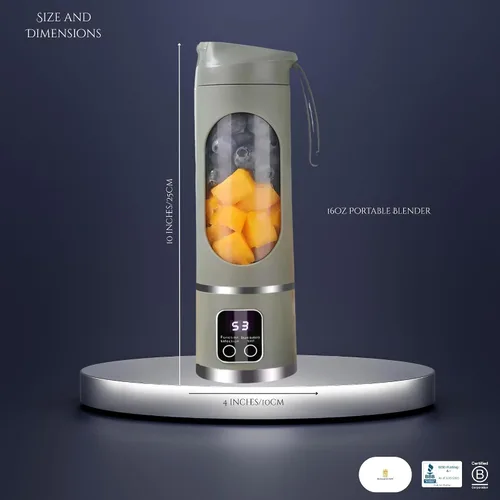 Miniatura 8 de Licuadora portátil de 16 oz/16.9 fl oz para jugos y batidos con 12 cuchillas de acero inoxidable Recargable por USB y control de múltiples