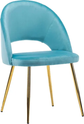 Miniatura 3 de Porthos Home Batia - Juego de 2 sillas de comedor sin brazos con elegante tapicería de terciopelo, patas cónicas de metal dorado y respaldo