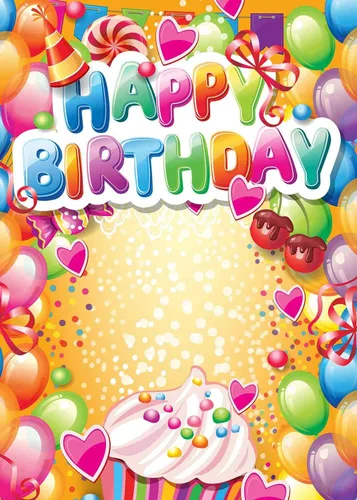 Miniatura 2 de Telones de fondo de fotografía de feliz cumpleaños, globos coloridos de 5 x 7 pies, fondo de fotos de dulces dulces para niños, fiesta temática