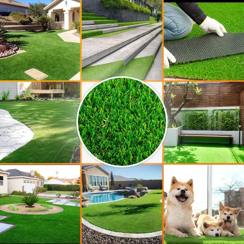 Miniatura 6 de Alfombra de césped artificial realista, alfombras de 7 x 43 pies para uso en interiores y exteriores, altura del pelo de 1.25 pulgadas, alfombras