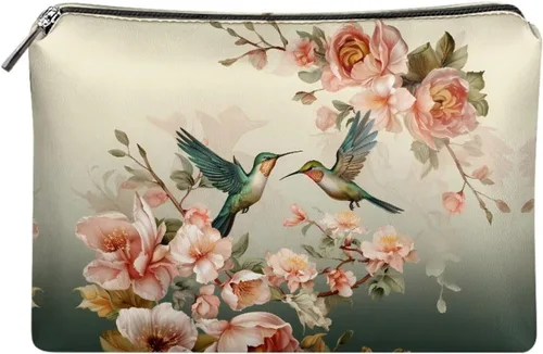Miniatura 61 de Flashideas Bolsa de maquillaje portátil de cuero impermeable bolsa de cosméticos embrague maquillaje cepillo bolsa, Estampado De Mármol Azul 1