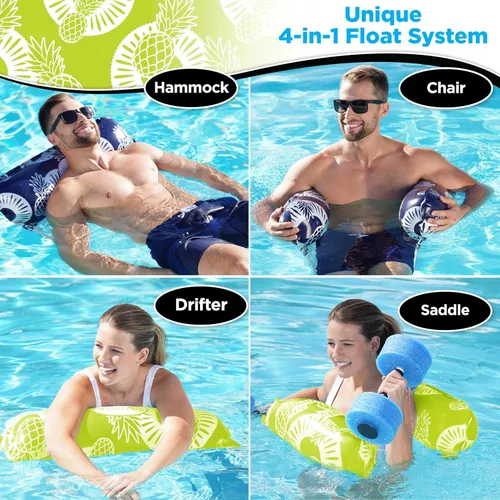 Miniatura 3 de Waterlife - Paquetes de 2-3-4 hamacas de piscina 4 en 1, flotador de silla de piscina inflable, hamaca de agua