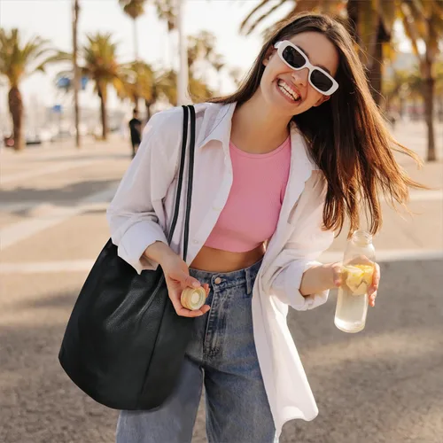 Miniatura 42 de Iswee - Bolsos de cuero genuino, diseño de hombro Hobo, bolsos para mujer