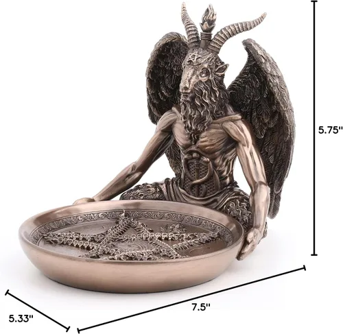 Miniatura 7 de Veronese Design Bandeja de altar de Baphomet de 5 3/4 pulgadas de alto, estatua de Polystone, acabado de bronce