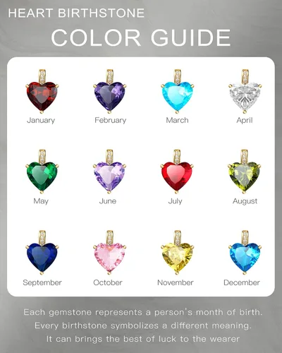 Miniatura 7 de Collar de piedra natal genuina para mujer, collar de amor de corazón, regalos de cumpleaños para ella