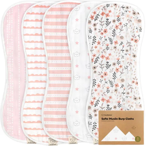 Miniatura 17 de Paquete de 5 paños de muselina para eructos para bebé, niño, niña, trapos muy absorbentes para bebés, 8 capas de viscosa derivada de toalla