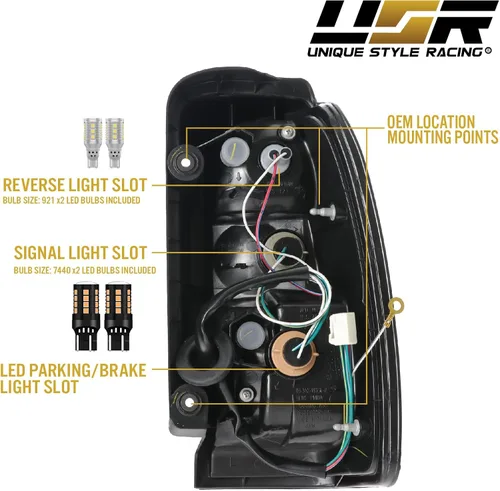 Miniatura 6 de USR DEPO 96-02 Luces traseras para 4Runner - Rojo/Transparente Plug and Play TODOS LOS LED INCLUIDOS Juego de lámparas traseras