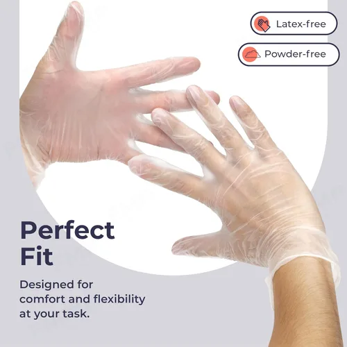 Miniatura 2 de Fit Meal Prep Paquete de 100 guantes desechables de vinilo para preparación de alimentos, sin látex, sin polvo, ideales para cocina, baño, hogar
