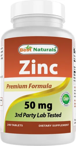 Best Naturals Suplemento de zinc como gluconato de zinc 50 mg 240 tabletas - Apoyo inmunológico