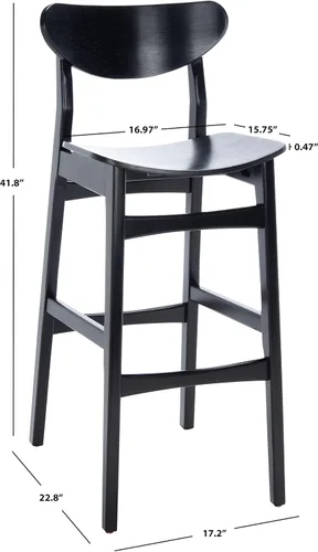 Miniatura 3 de SAFAVIEH Home Collection Thaxton Mid-Century Farmhouse - Juego de 2 taburetes de bar (30 pulgadas), color negro