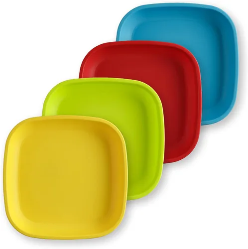 Miniatura 16 de Re-Play Juego de 4 platos para niños pequeños fabricados en Estados Unidos de 7 pulgadas, con tapa, 22 onzas, platos de plástico apilables, aptos