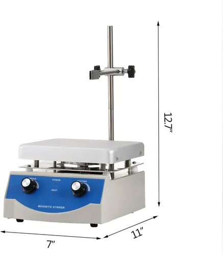 Miniatura 7 de Agitador magnético eléctrico mezclador de placa caliente con barra de agitación laboratorio químico bioloicgal médico (101.4 fl oz 0-1600 rpm)