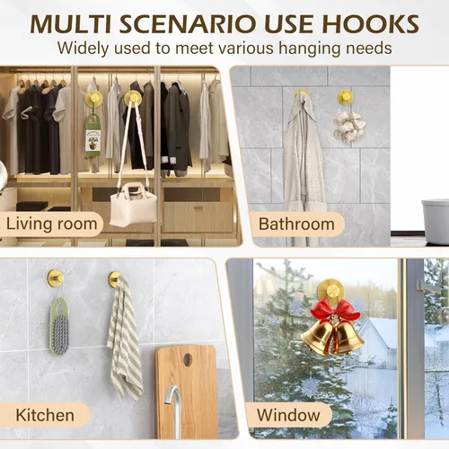 Miniatura 4 de Ninth Five Ganchos de succión de ducha con ventosa, ganchos de pared de baño resistentes para toallas, batas, esponjas, gancho metálico extraíble