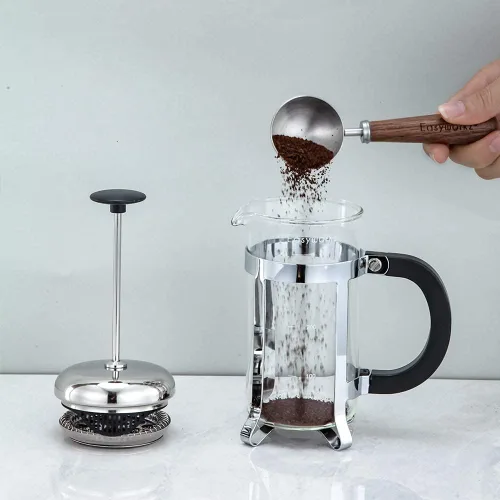 Miniatura 6 de Easyworkz Cuchara de café retro de acero inoxidable con mango de nogal negro, 10 g - Cuchara medidora