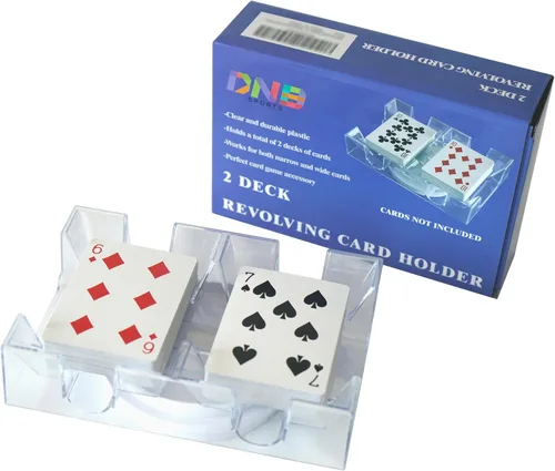 DNB Bandeja Giratoria para Cartas de Juego - Portacartas Canasta Giratorio de Plástico para 2 Mazos