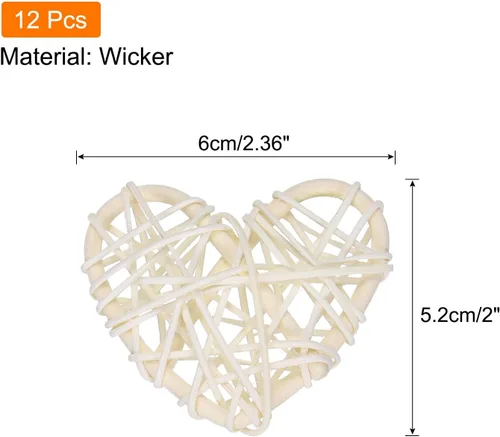 Miniatura 2 de MECCANIXITY 12 piezas de jarrón de ratán en forma de corazón de ratán natural para decoración del día de San Valentín, decoración del hogar, boda