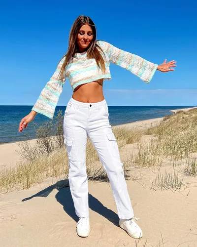 Miniatura 4 de GRAPENT Pantalones cargo para mujer, casuales, de cintura alta, holgados, elásticos, de pierna recta, traje occidental, pantalones Y2K con bolsillos