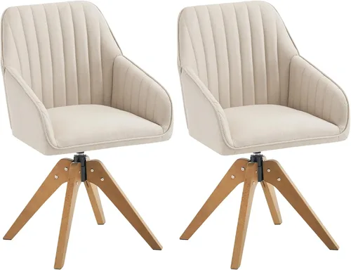 Miniatura 9 de Furniliving Silla Giratoria de Acento Moderna de Mediados de Siglo para Sala de Estar, Silla de Escritorio de Madera con Brazos, Sillas con Brazos