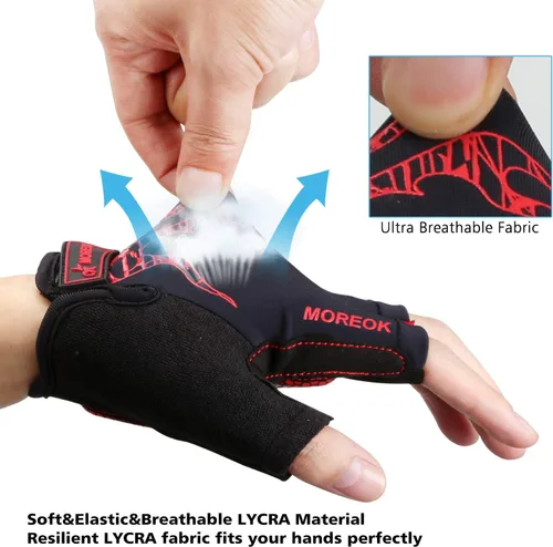 Miniatura 4 de MOREOK - Guantes para bicicleta de montaña (MTB) y ciclismo de descenso (DH), para hombres, de medio dedo, con almohadilla de gel que absorbe