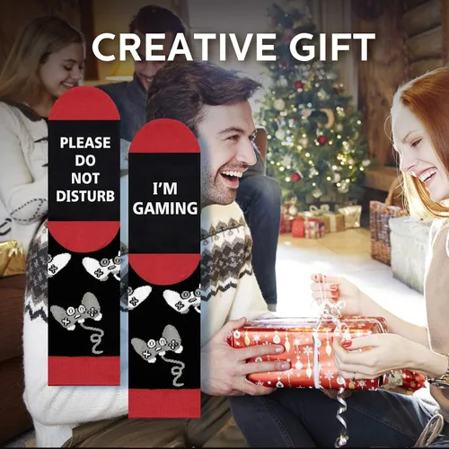Miniatura 75 de AGRIMONY Calcetines divertidos con texto en inglés «Do Not Disturb Gaming» para hombres, mujeres, adolescentes, niños, Pascua, padres, cumpleaños