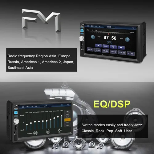 Miniatura 7 de Apple CarPlay inalámbrico y Android Auto, estéreo de coche doble DIN - Pantalla táctil IPS de 7", 1024*600, radio de coche FM, Bluetooth 5.2, 180W