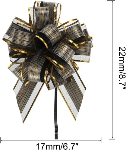 Miniatura 2 de MECCANIXITY 20 lazos grandes de organza de 7 pulgadas para envolver regalos, cintas de organza color negro para cestas de boda, regalos de fiesta