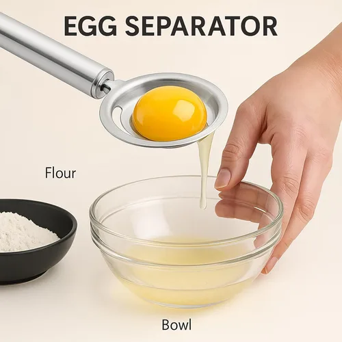 Miniatura 5 de Separador de huevos de acero inoxidable, herramienta de separación blanca de yema de huevo, herramienta de separación de huevo crudo, herramienta
